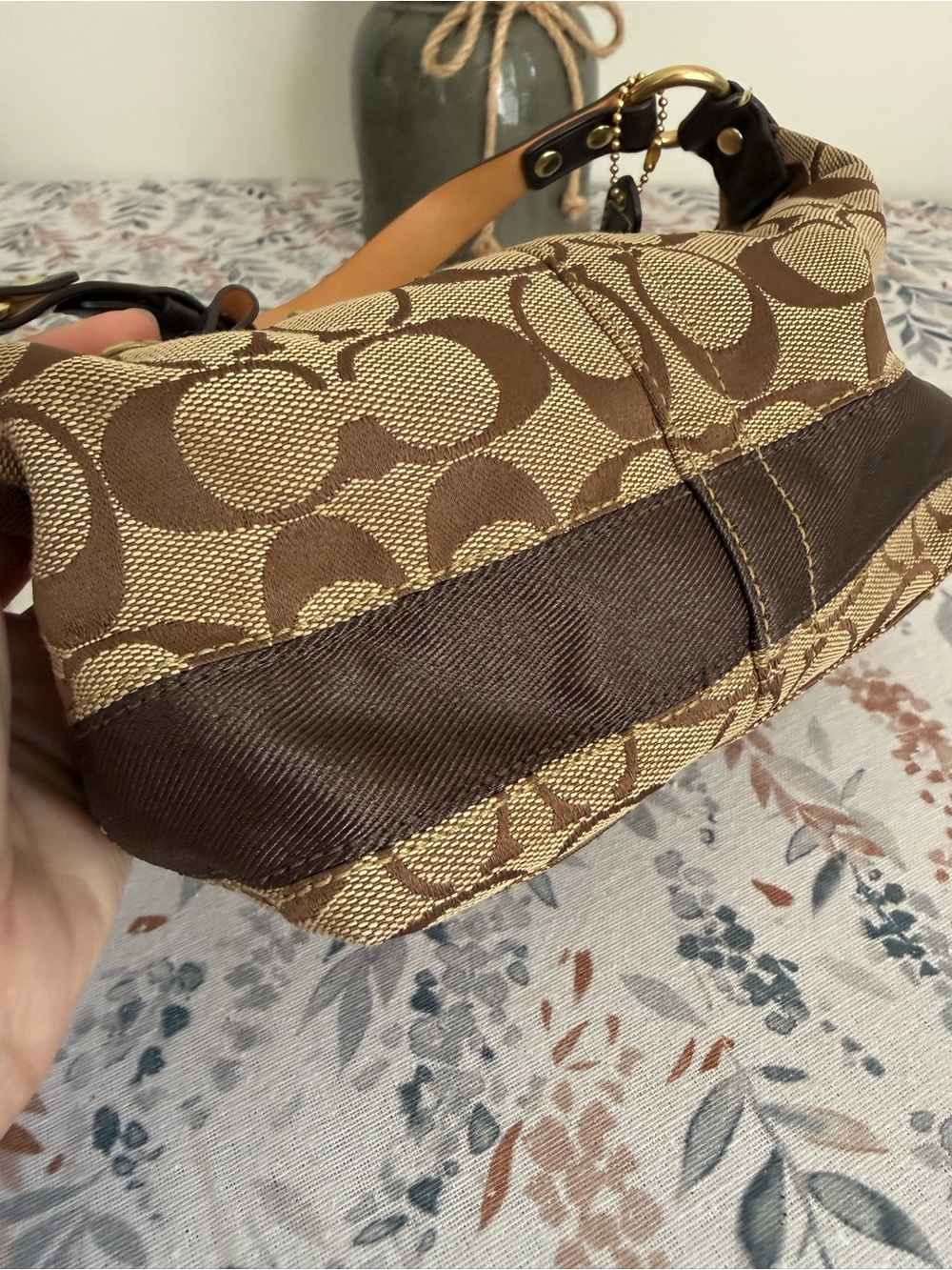 Coach Brown and Tan Signature Jacquard Mini bag - Picture 4 of 9